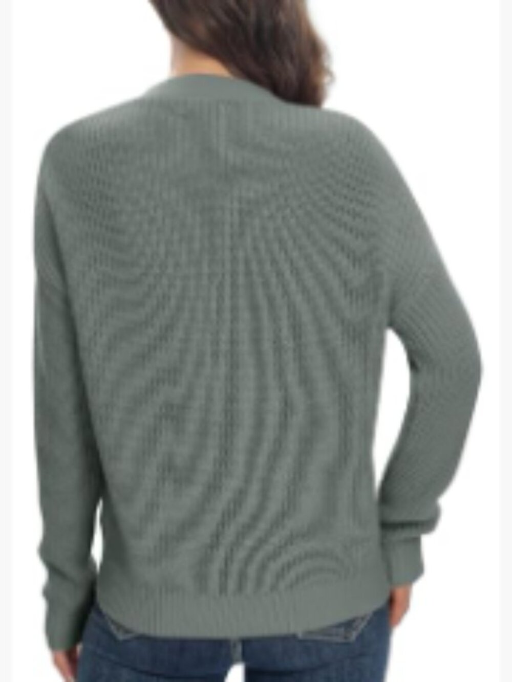 Lightweight Knit Open Front V-Neck Long Sleeve Button Down Cardigan with Pockets - Picture 6 of 6